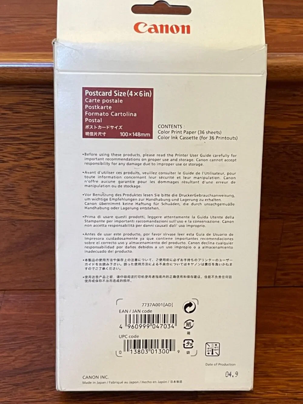 Canon Selphy CP KP-361P Postcard Size Color Ink/Paper Set sealed